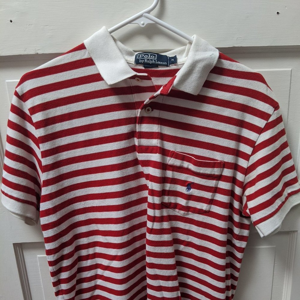 Red and White Stripped Polo